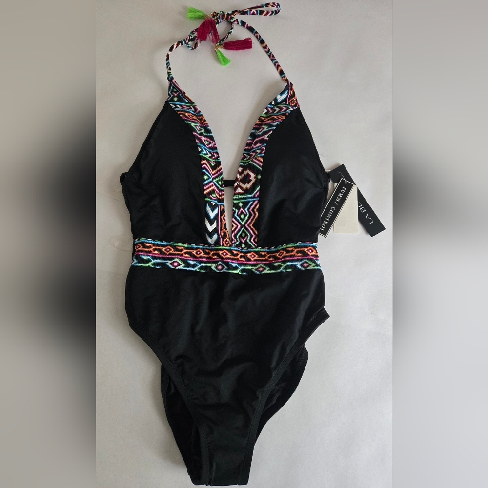La Blanca Black Swimsuit with Multicolor Accents